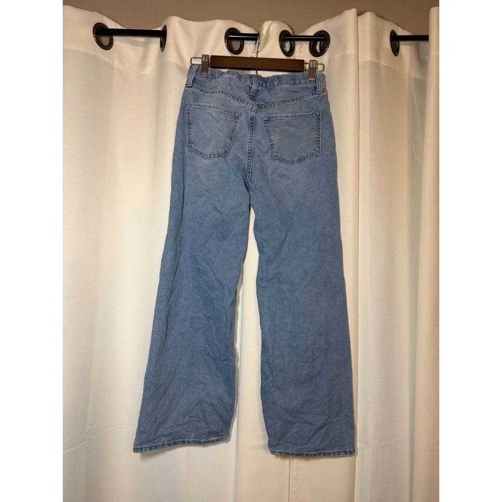 Old Navy Girls Size 14 High Rise Baggy Wide Leg Jeans Light Wash